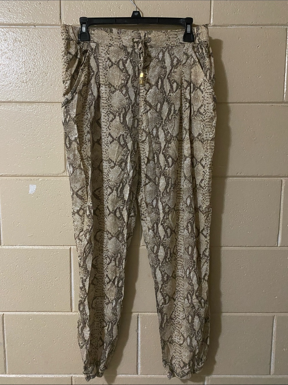 H&M Beige and Brown Snake Print Jogger Pants